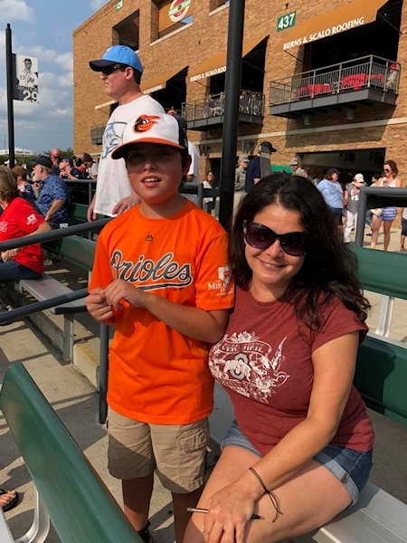 Child and mother at mud hens game